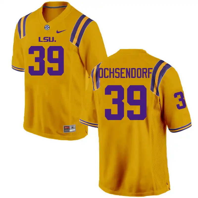 Men's LSU Tigers Blake Ochsendorf #39 Gold NCAA Football Jersey